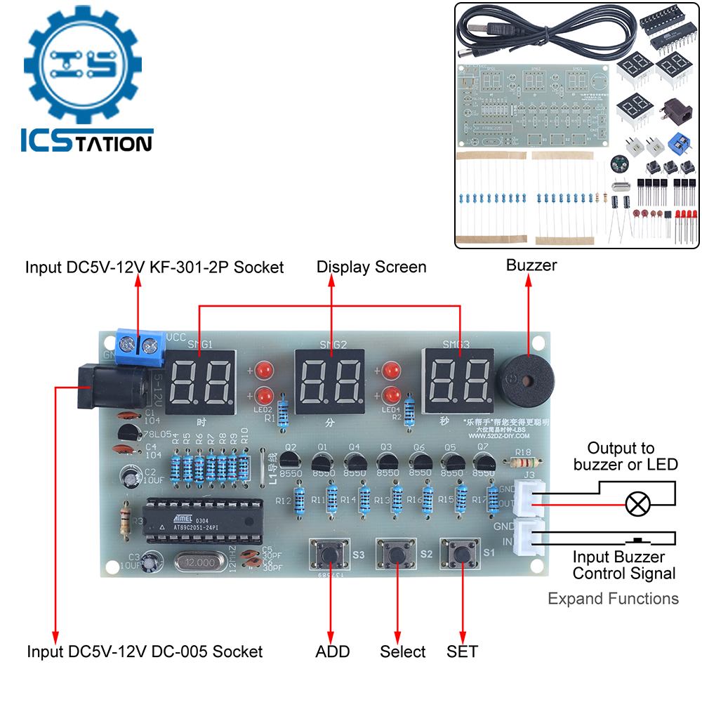 Diy Electronics Learning Kit - Kit elettronico fai-da-te Sveglia a LED